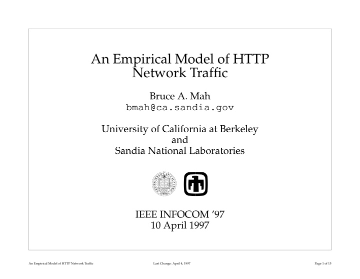 an empirical model of http network traffic