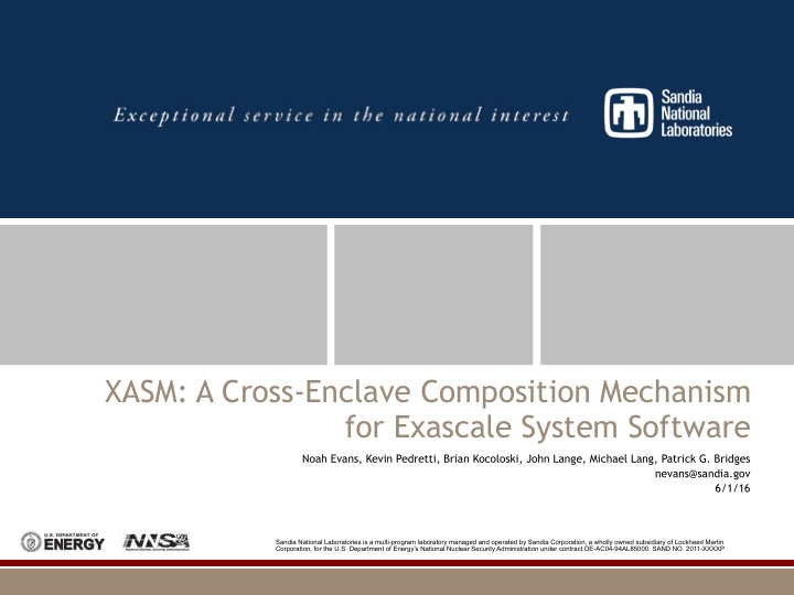 xasm a cross enclave composition mechanism for exascale