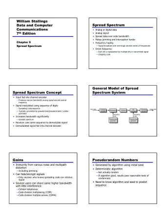 1  Frequency Hopping Spread  Spectrum (FHSS)  Basic Operation  Typically 2 k carriers