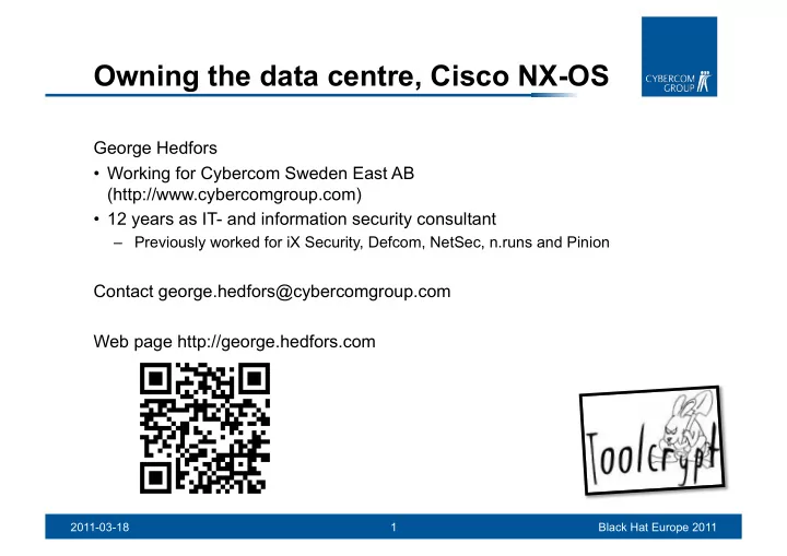 owning the data centre cisco nx os