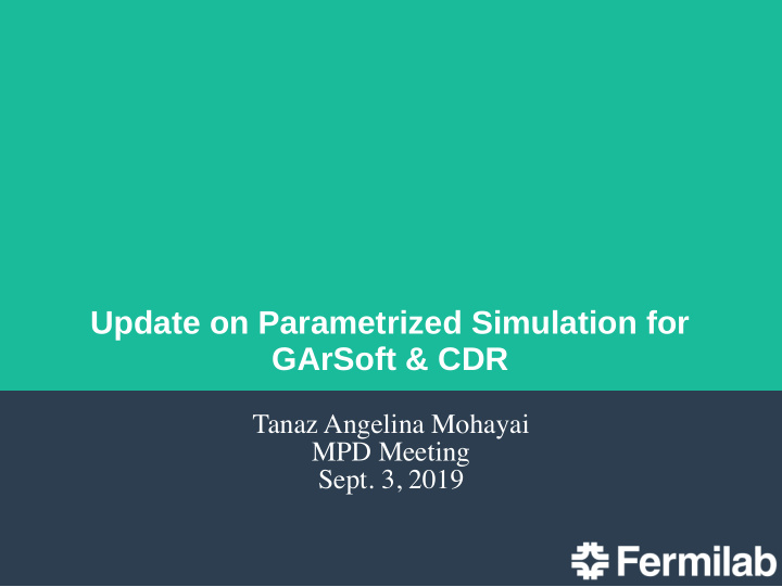 update on parametrized simulation for garsoft cdr