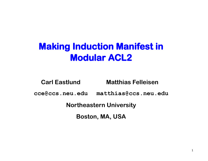 mak making induction manif ing induction manifest in est