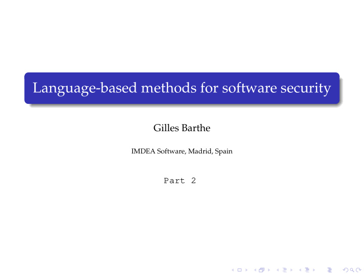 language based methods for software security