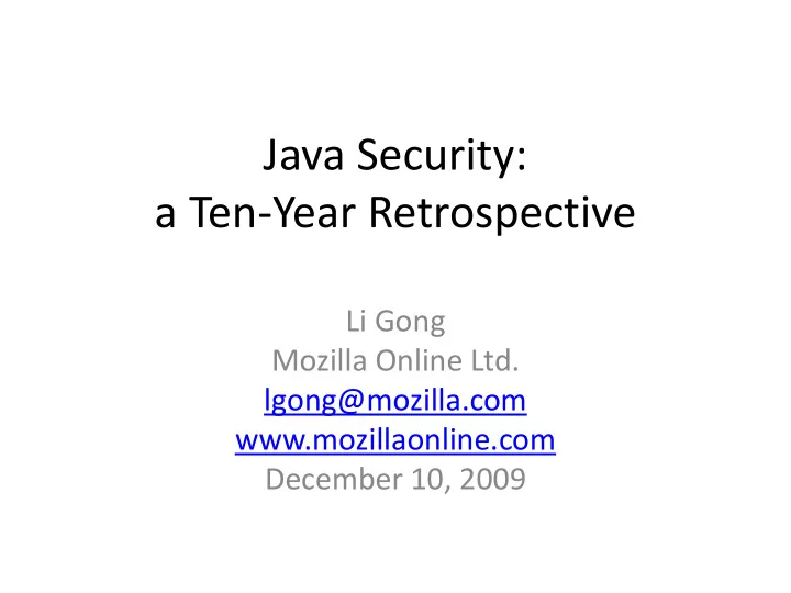 a ten year retrospective