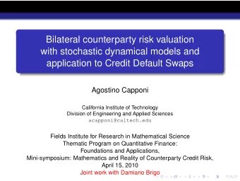 Bilateral counterparty risk valuation  with stochastic dynamical models and  application to Credit