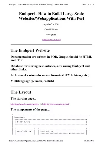 Embperl - How to Build Large Scale  Websites/Webapplications With Perl  ApacheCon 2002  Gerald