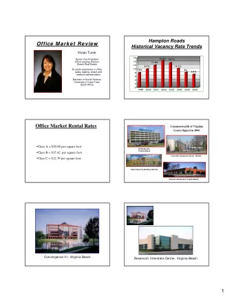 Office Market Review  Historical Vacancy Rate Trends  Vivian Turok  16  Senior Vice President