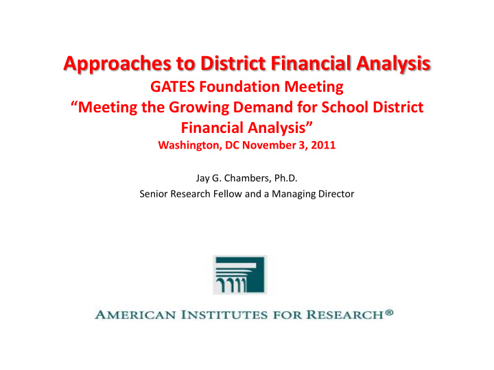 approaches to district financial analysis