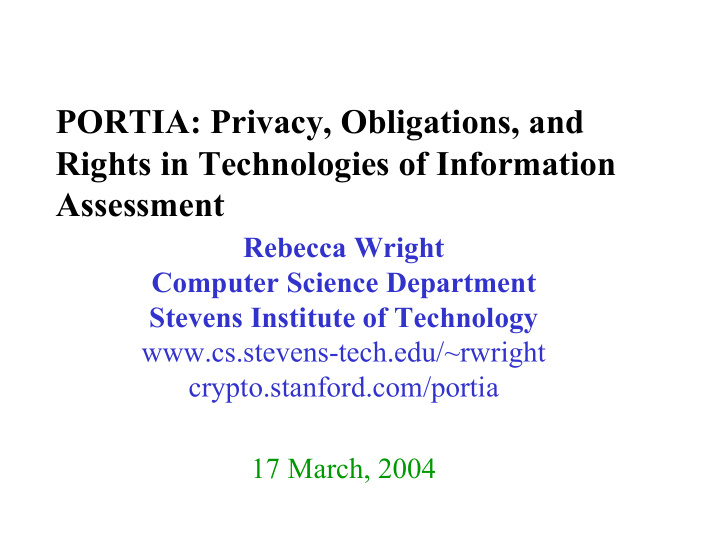portia privacy obligations and rights in technologies of