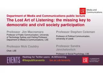 The Lost Art of Listening: the missing key to  democratic and civil society participation