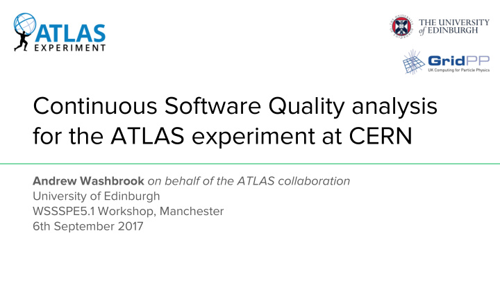 continuous software quality analysis for the atlas