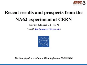 R  e  c  e  n  t  r  e  s  u  l  t  s  a  n  d  p  r  o  s  p  e  c  t  s  f  r  o  m  t  h  e  N