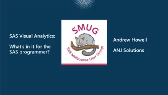ANJ Solutions  SAS programmer?  SAS Vis  isual Analyt  ytics for SAS Programmers  Loading data
