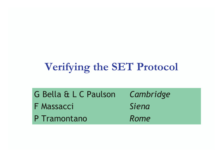 verifying the set protocol