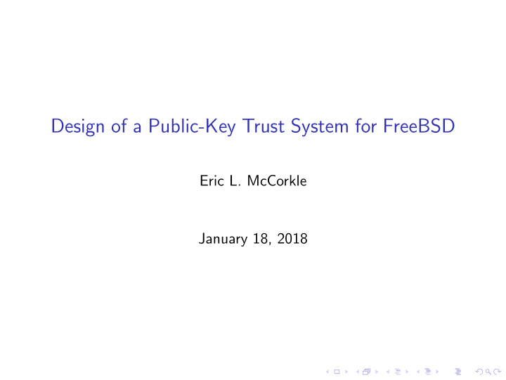 design of a public key trust system for freebsd