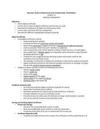 Security+ Guide to Network Security Fundamentals, Third Edition Chapter 12  Applying Cryptography