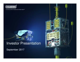 Investor Presentation  September 2017  Forward-Looking  Statements  Statements we make in this