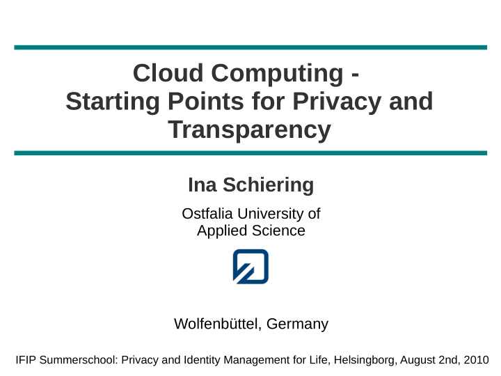 cloud computing starting points for privacy and