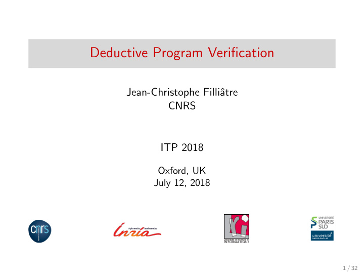 deductive program verification