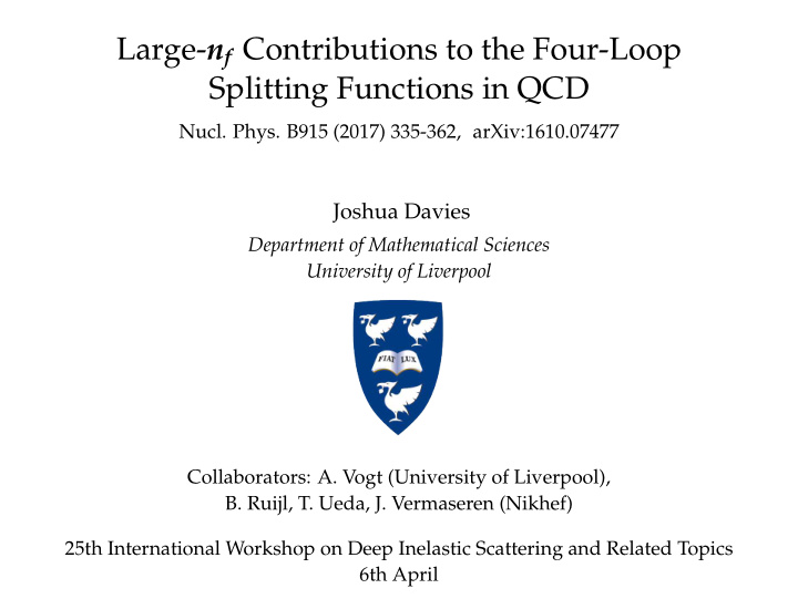 large n f contributions to the four loop splitting