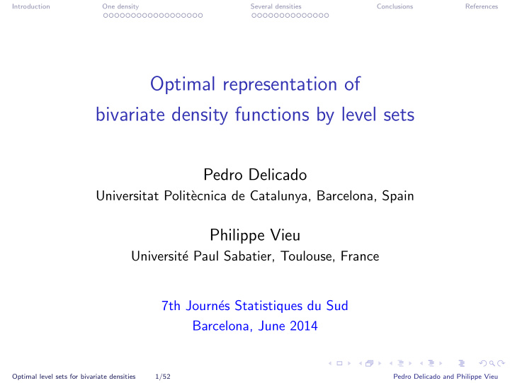 optimal representation of bivariate density functions by