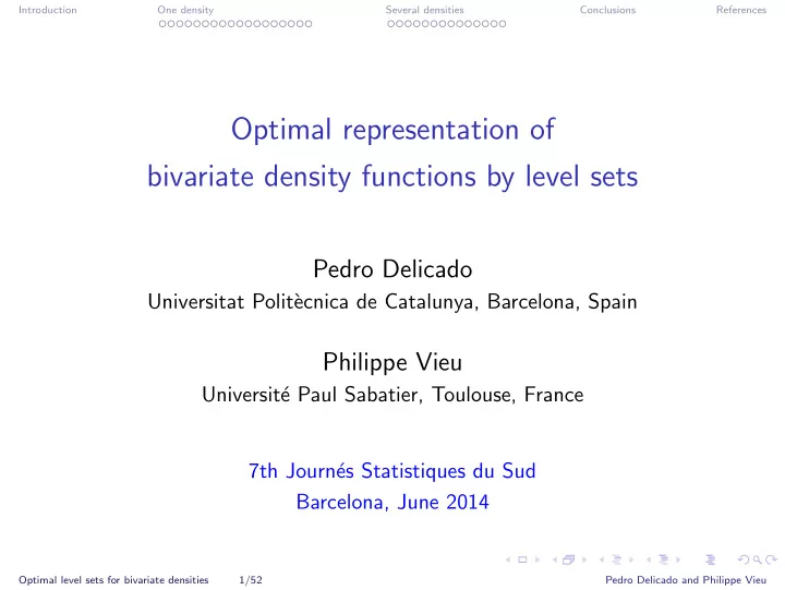optimal representation of bivariate density functions by