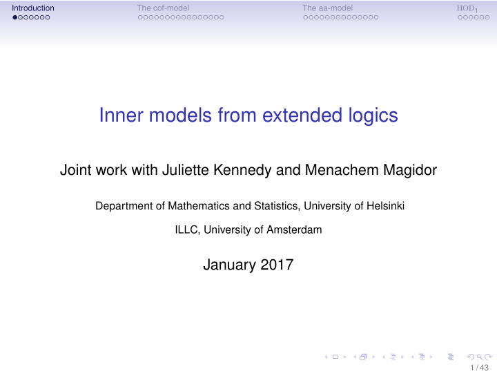 inner models from extended logics