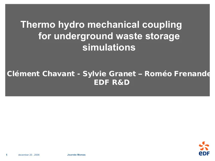 thermo hydro mechanical coupling for underground waste