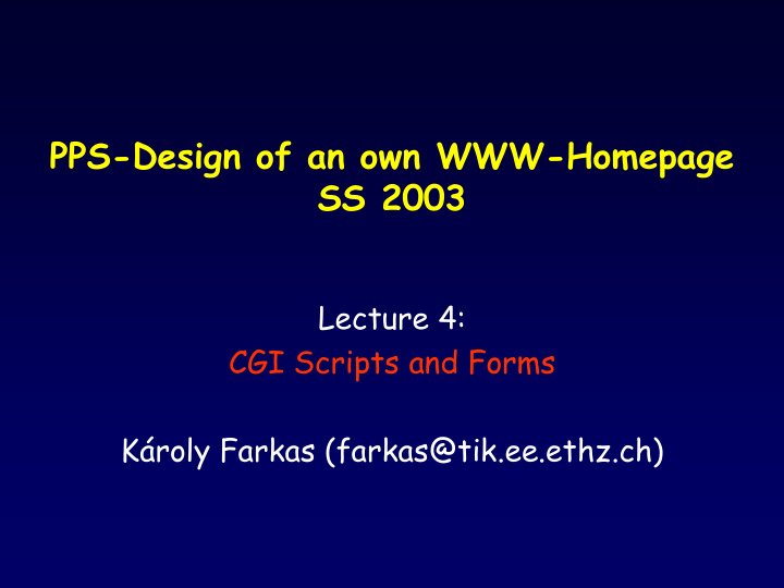 pps design of an own homepage ss 2003