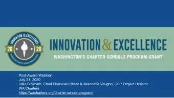 Post-Award Webinar  July 21, 2020  Haid Bloxham, Chief Financial Officer &amp; Jeannette Vaughn,