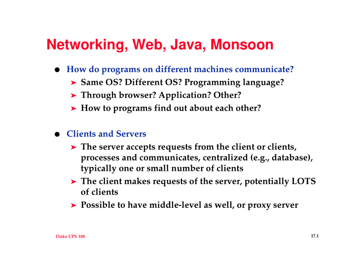 networking web java monsoon
