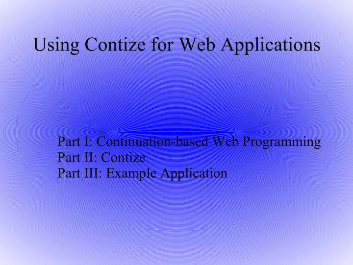 using contize for web applications