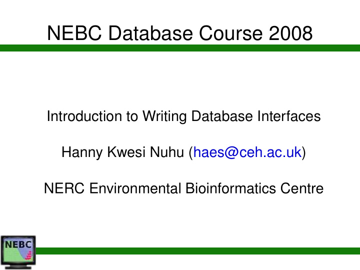 nebc database course 2008