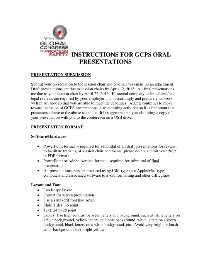 instructions for gcps oral presentations
