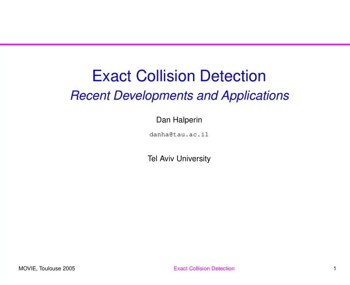 exact collision detection