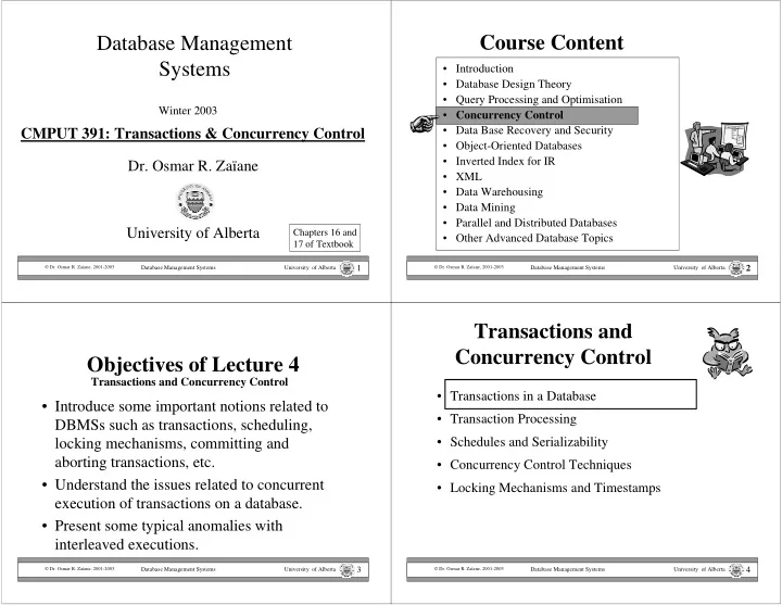 database management course content systems