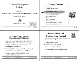 Database Management  Course Content  Systems   Introduction   Database Design Theory