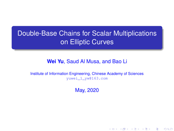 double base chains for scalar multiplications on elliptic