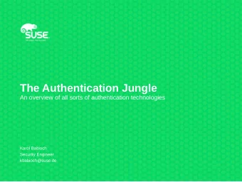 The Authentication Jungle  An overview of all sorts of authentication technologies  Karol Babioch
