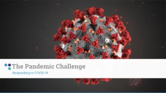 The Pandemic Challenge  Responding to COVID-19  Who We Are, What We Do  Together Our Impact  Is
