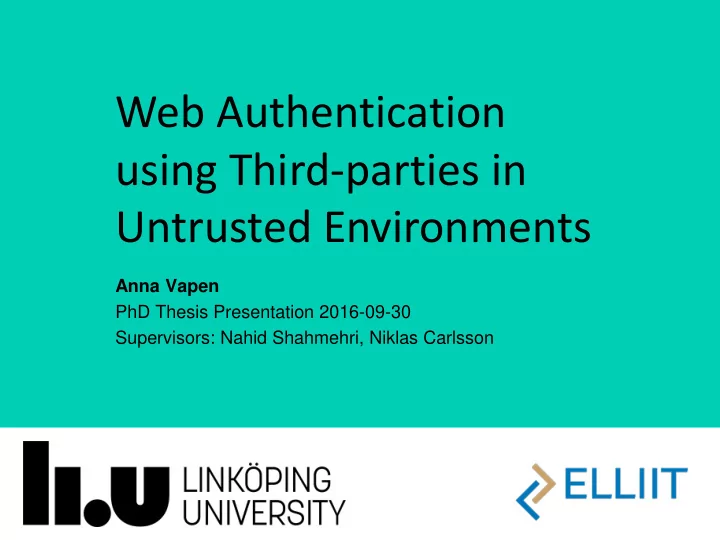 web authentication