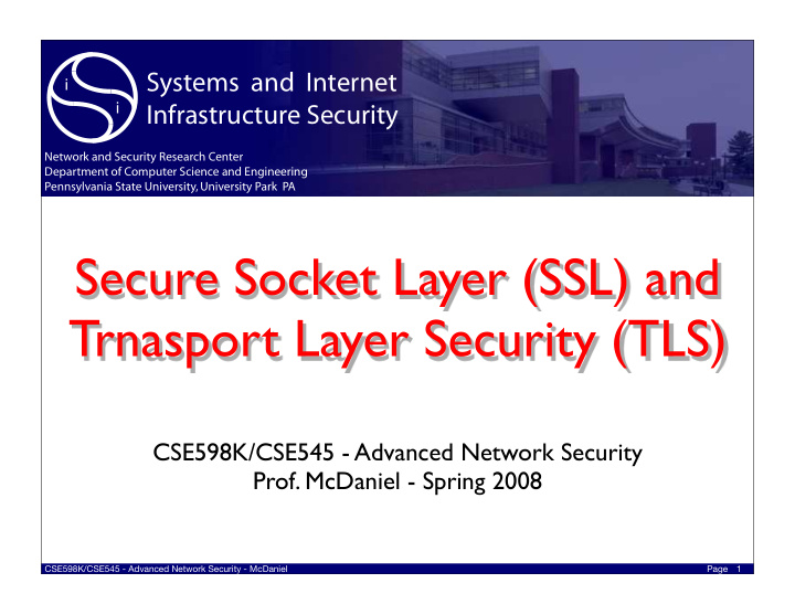 secure socket layer ssl and trnasport layer security tls