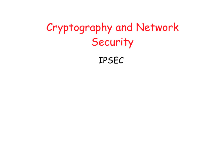 cryptography and network security