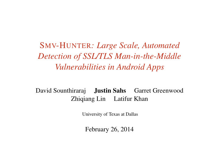 s mv h unter large scale automated detection of ssl tls