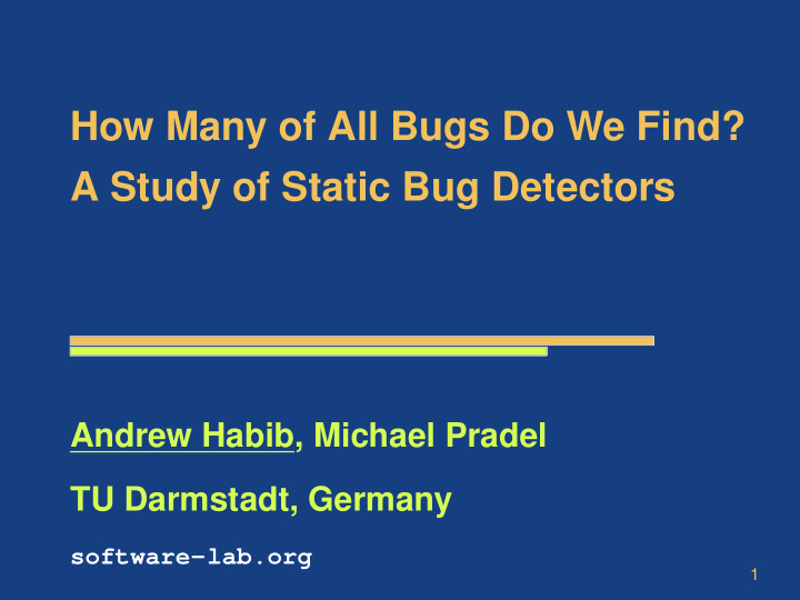 how many of all bugs do we find a study of static bug