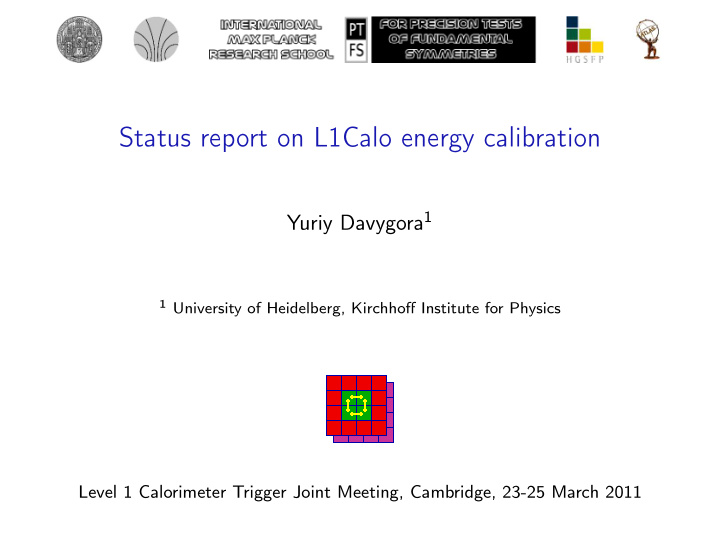 status report on l1calo energy calibration