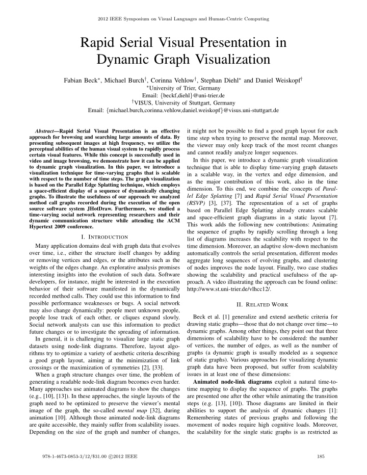 rapid serial visual presentation in dynamic graph