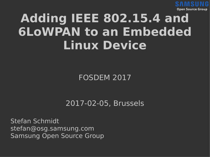 adding ieee 802 15 4 and 6lowpan to an embedded linux
