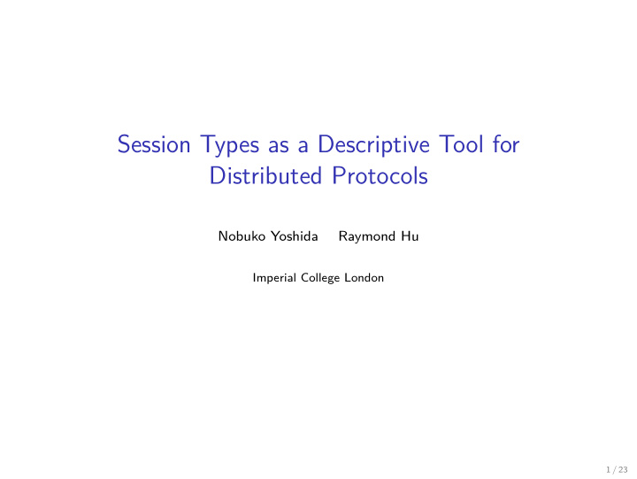 session types as a descriptive tool for distributed