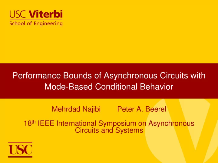 performance bounds of asynchronous circuits with mode